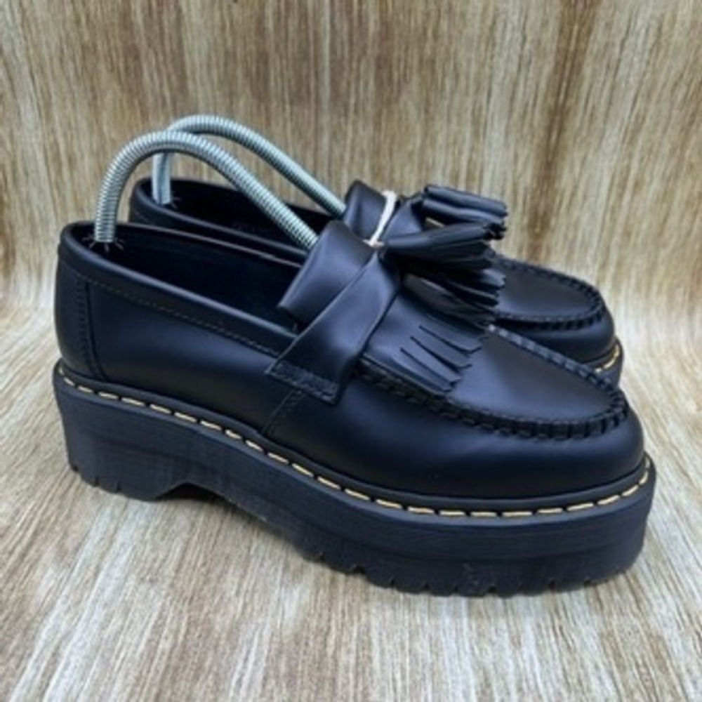Black Platform Tassel Loafers for Women